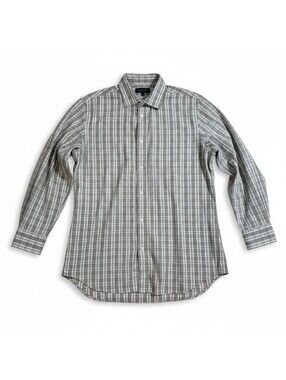 Banana Republic Shirt Mens L Stretch Tailored Slim Fit Plaid Long Sleeve